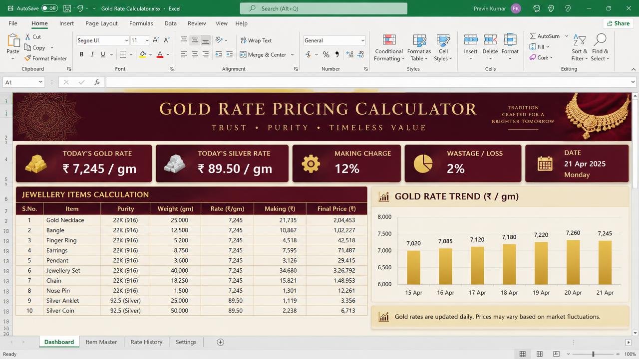Gold Rate Pricing Calculator
