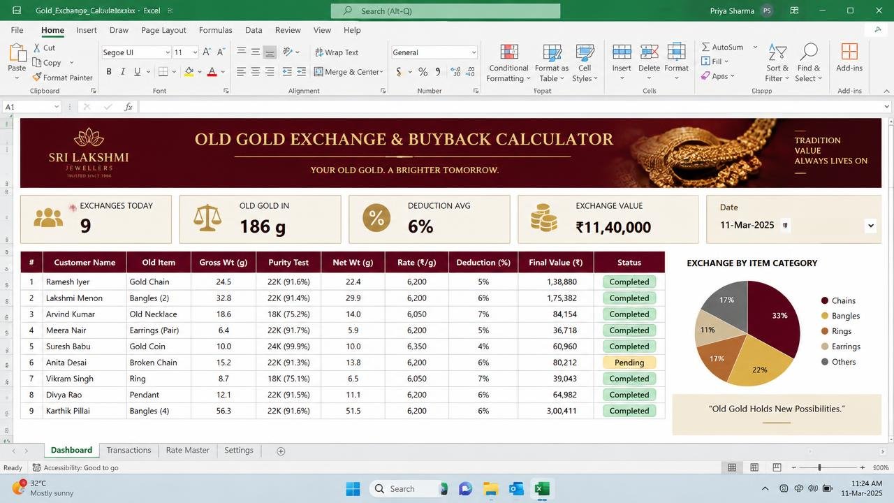 Old Gold Exchange Calculator