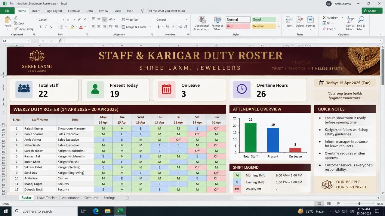 Staff & Karigar Duty Roster